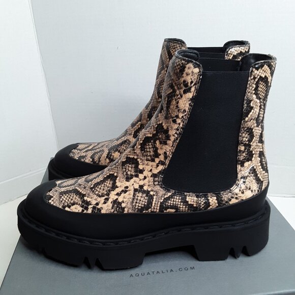 Aquatalia Holly Women's Ankle Boot size 7.5M Python Embossed Leather - Picture 3 of 12